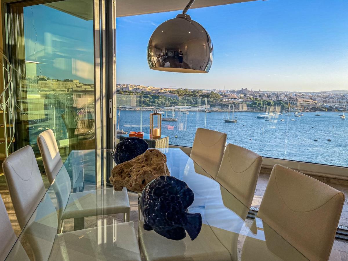 Unique Seafront Triplex Penthouse With Panoramic Bedroom & Rooftop Jacuzzi Overlooking Valletta Сліма Екстер'єр фото