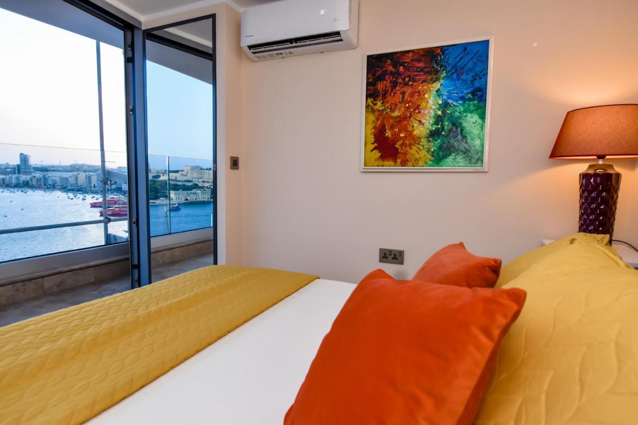 Unique Seafront Triplex Penthouse With Panoramic Bedroom & Rooftop Jacuzzi Overlooking Valletta Сліма Екстер'єр фото