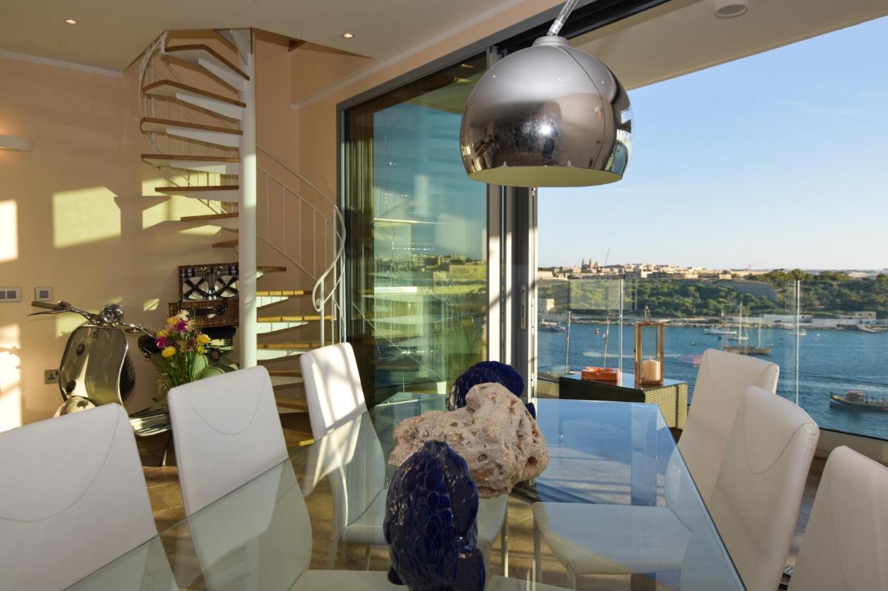 Unique Seafront Triplex Penthouse With Panoramic Bedroom & Rooftop Jacuzzi Overlooking Valletta Сліма Екстер'єр фото