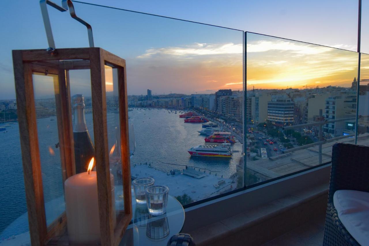 Unique Seafront Triplex Penthouse With Panoramic Bedroom & Rooftop Jacuzzi Overlooking Valletta Сліма Екстер'єр фото